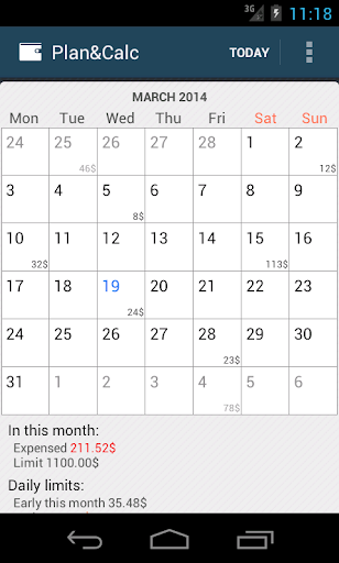 Android application Plan&Calc: budget and expenses screenshort