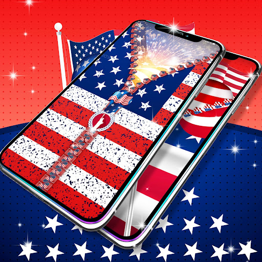 USA flag zipper lock screen Screen 2