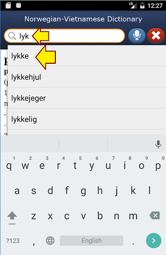 Norwegian-Vietnamese Dict. Screen 2