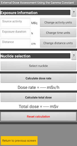 EmRadDose: Emergency Calcs Screen 2