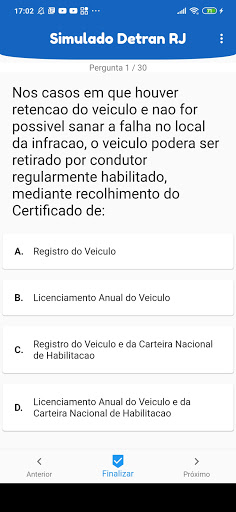 Prueba simulada Detran - Primera calificación