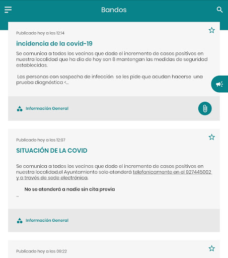 Villanueva de la Sierra Inform Screen 3