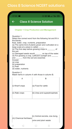 Class 8 Science Solution Screen 2