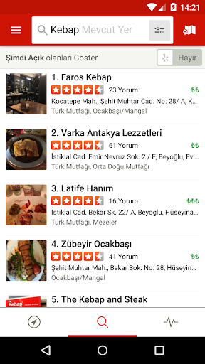 Yelp ekran görüntüsü