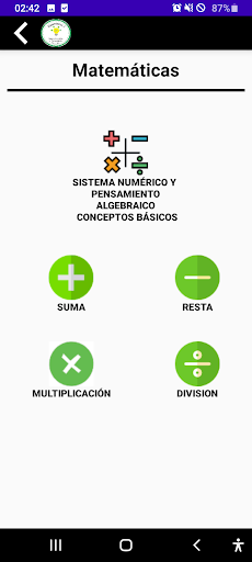 Android application Matemáticas 2 SNPA screenshort