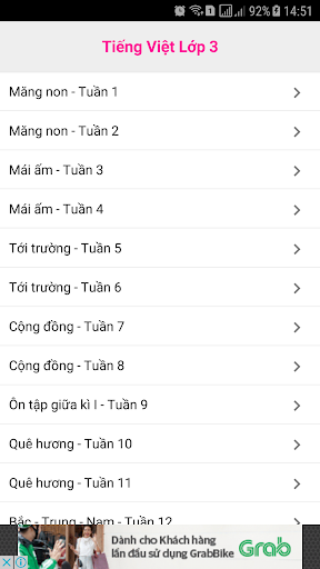 Android application Tieng Viet Lop 3 screenshort