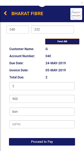 Android application Bharat Fibre Wallet screenshort