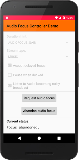 Audio Focus Controller Demo Screen 3