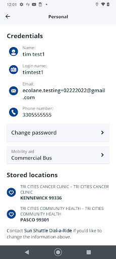 Sun Shuttle DAR Rider App Screen 3