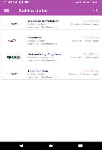 Android application Sakila Jobs screenshort
