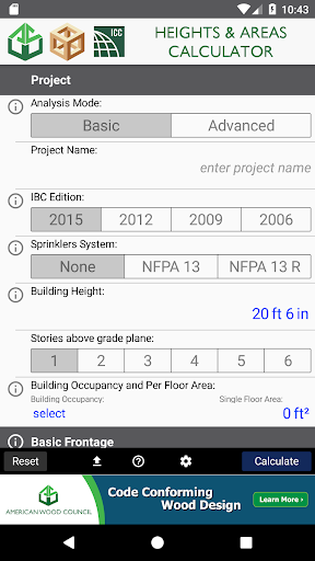 Android application Heights & Areas Calculator screenshort