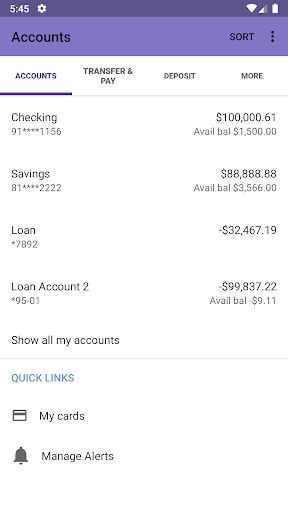 CFNB Mobile Banking Screen 3
