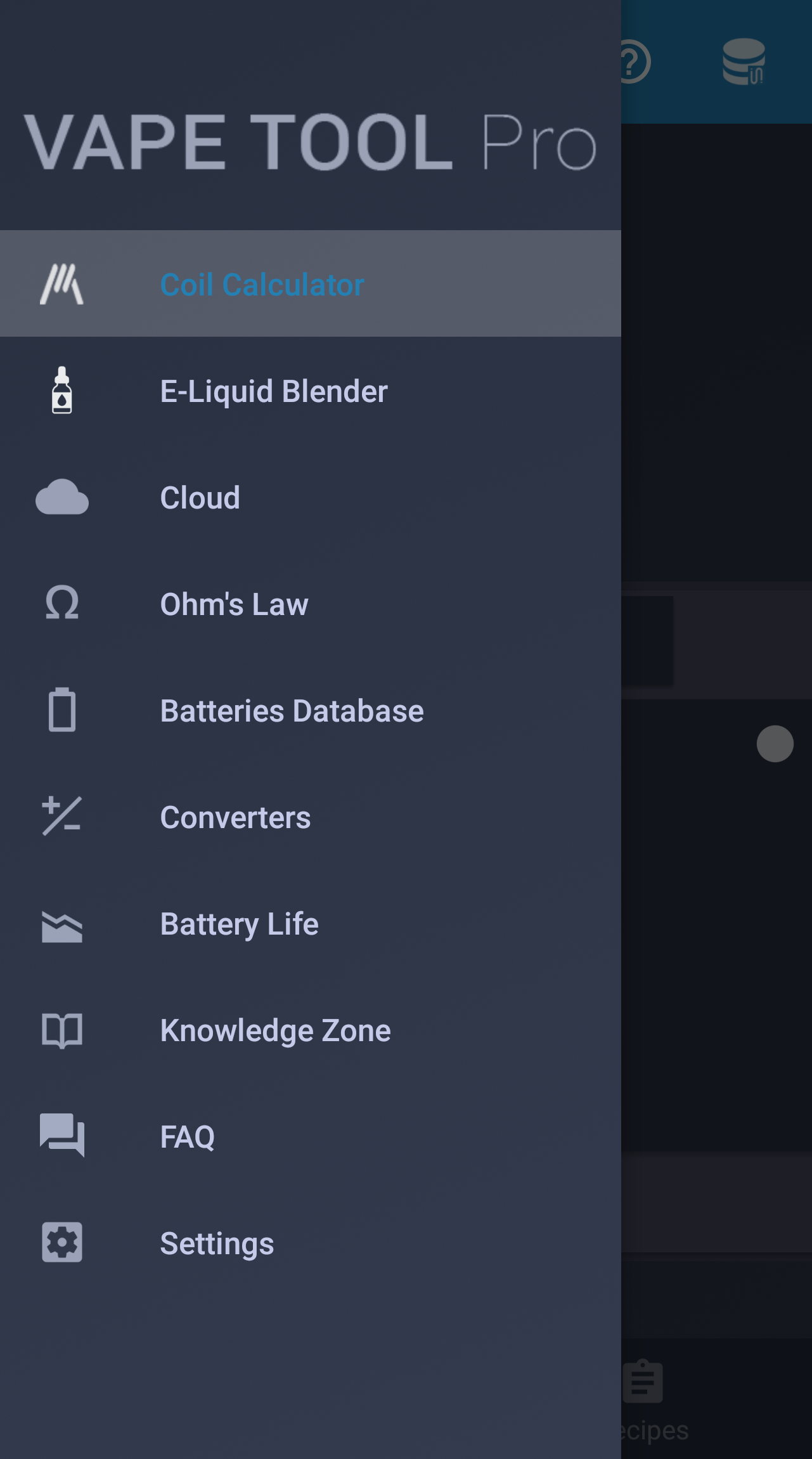 Android application Vape Tool Pro screenshort