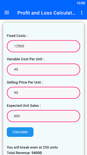 Android application Profit and Loss Calculator screenshort