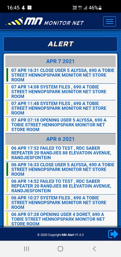 Monitor Net MN Alert Screen 2