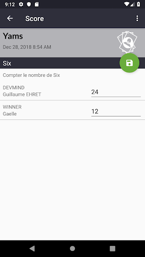 Game scores Screen 3