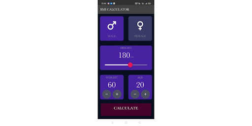Android application BMI Calculator screenshort