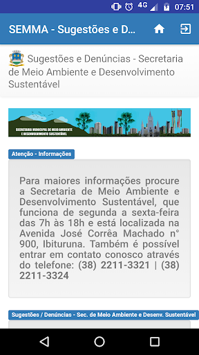Android application SEMMA - Sugestões e Denúncias screenshort