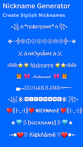 Android application Nickname Generator:Nickname ff screenshort