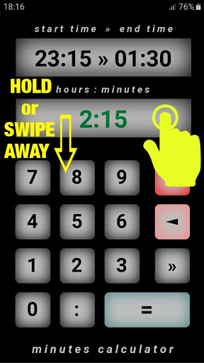 minutes calculator Screen 2