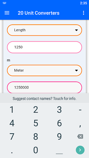 20 Unit Converters in 1 App Screen 3