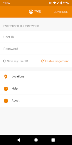 Android application Evans Mobile Banking screenshort