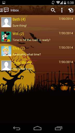Android application Handcent 6 Bewitched Halloween screenshort