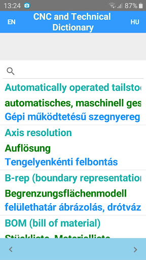 CNC and Technical Dictionary Screen 2
