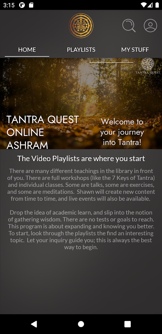 Android application Tantra Quest Virtual Ashram screenshot