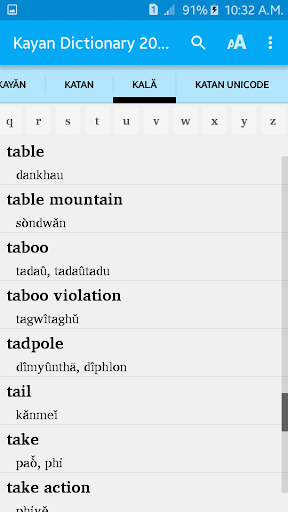 Kayan Dictionary 2016 — Zawgyi Screen 3