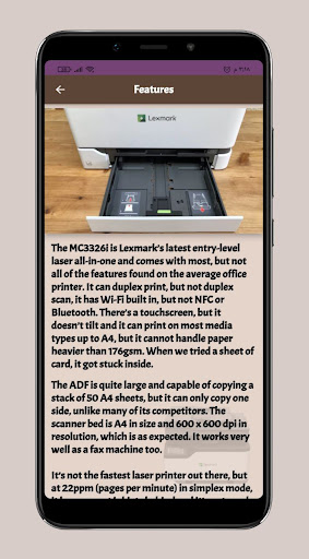 Android application Lexmark MC3326i series Guide screenshort