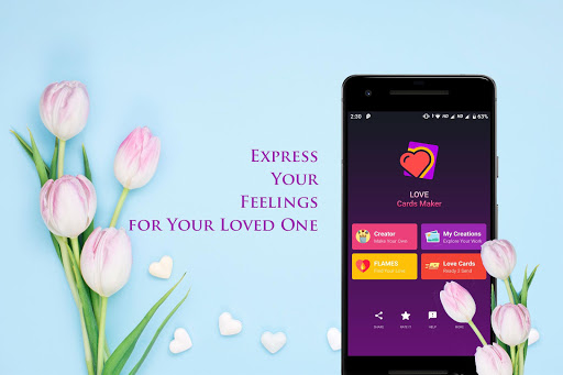 Android application Love Greeting Cards Maker screenshort