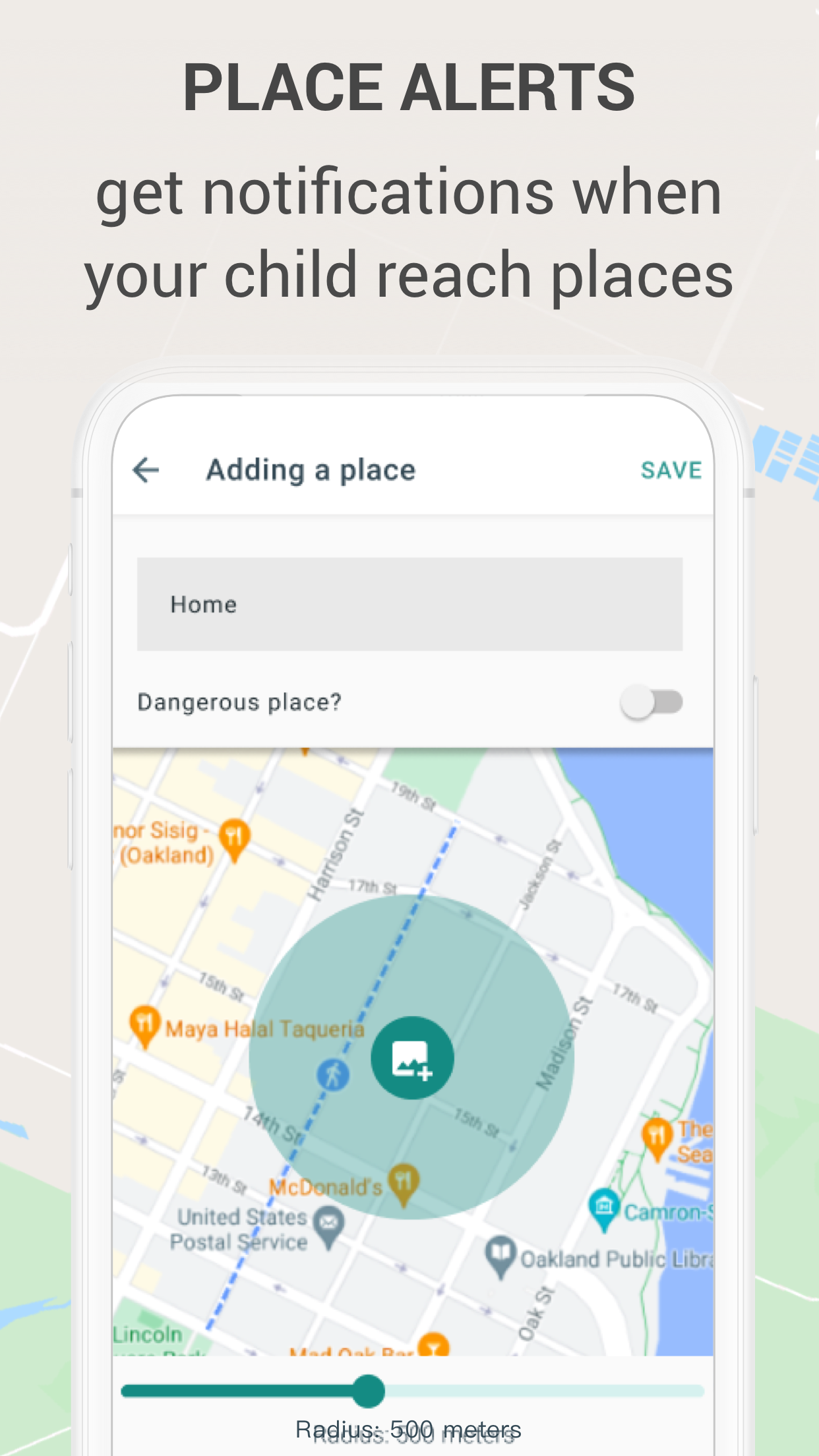 Android application KidControl. Family GPS locator screenshort