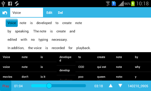 Dictation Note Trial Screen 2