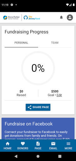 Android application Jimmy Fund Fundraising screenshort