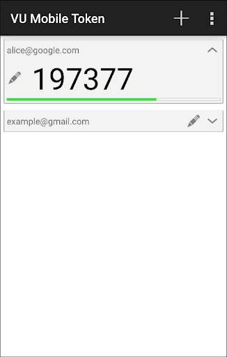 Android application VU Mobile Token screenshort