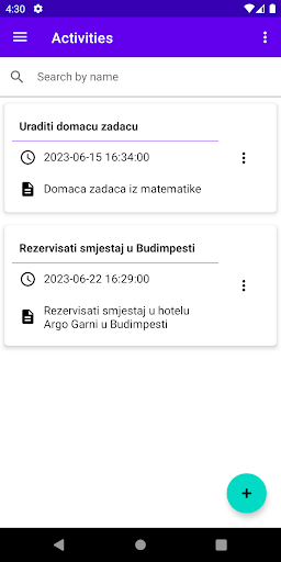 Android application Planer Aktivnosti screenshort