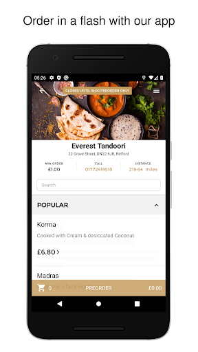 Android application Everest Tandoori screenshort