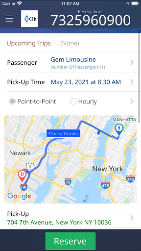 Android application Gem Limousine Worldwide screenshort