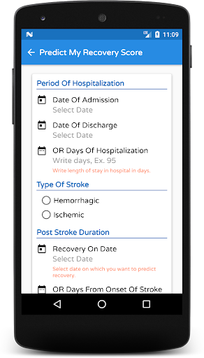 Stroke Recovery Predictor Screen 2