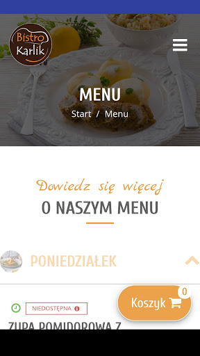 Android application BISTRO KARLIK screenshort