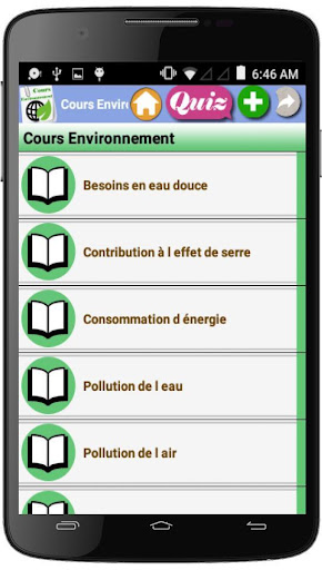 Android application Cours Environnement screenshort