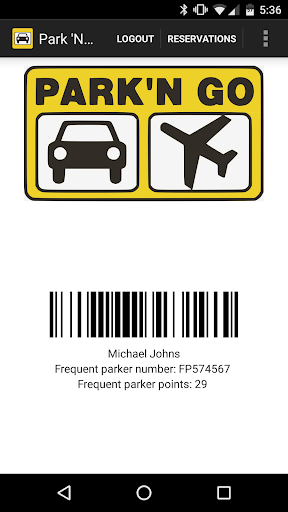 Android application Park 'N Go Airport Parking screenshort
