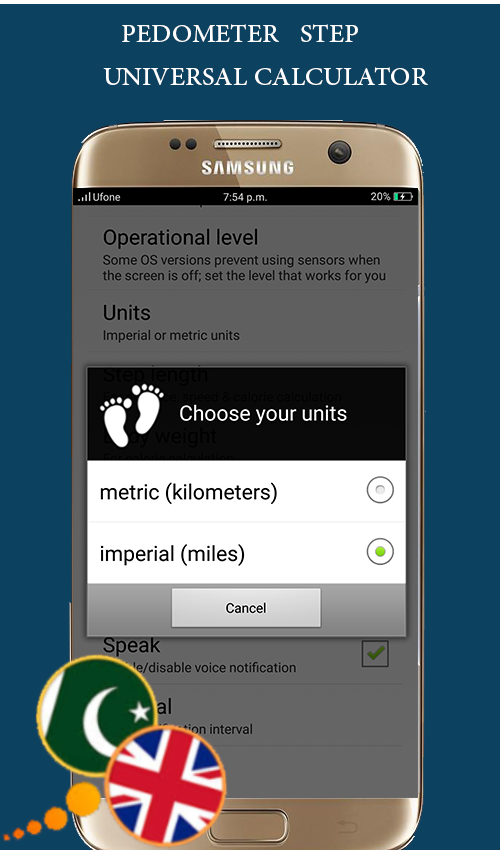 Android application Pedometer universal Step Calculator screenshot