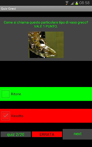 Android application Greci Quiz Arte screenshort
