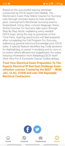 Electrical Exam Courses Screen 3