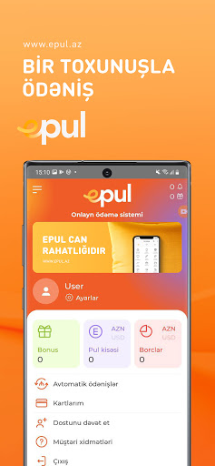 Android application E-pul.az online payments screenshort