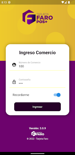 Android application Tarjeta Faro POS+ screenshort
