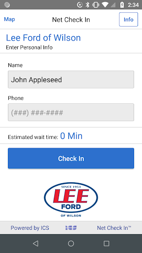 Lee Ford of Wilson Check In Screen 2