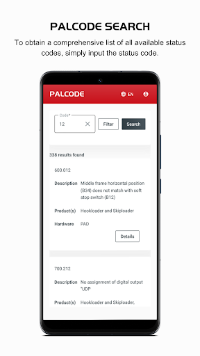 Android application PALFINGER Palcode screenshort